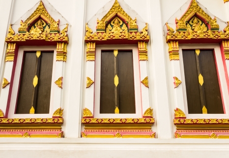 Window of old temple  in Thailandの写真素材