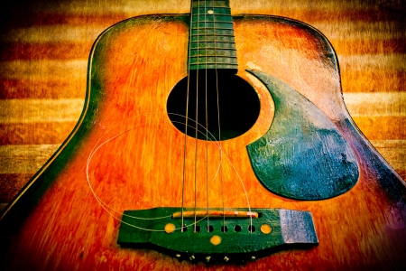 wood acoustic guitar and hot toneの写真素材
