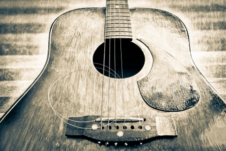 black and white acoustic guitarの写真素材