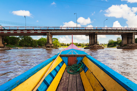long tail boat tour on river, north of Thailandの写真素材