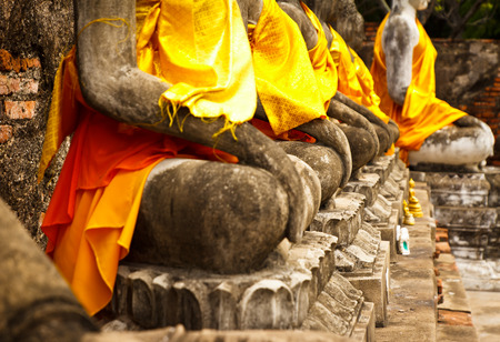 seated buddha image in Wat Yai Chai Mongkolの写真素材