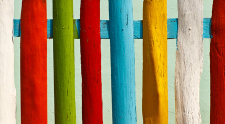 colorful fence,many colors of the woodの写真素材
