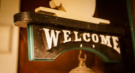 vintage style sign in cafeの写真素材