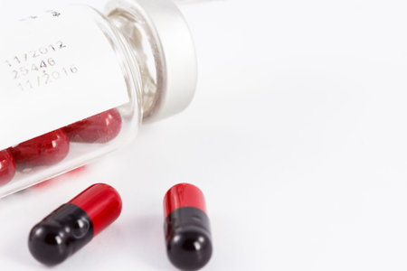 medicine capsule on white backgroundの写真素材