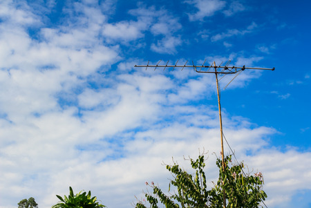 antenna pole in countryside,Chiangrai,north of Thailandの写真素材