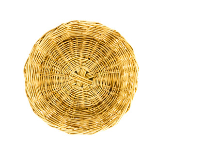 weaving wicker basket on isolated backgroundの写真素材