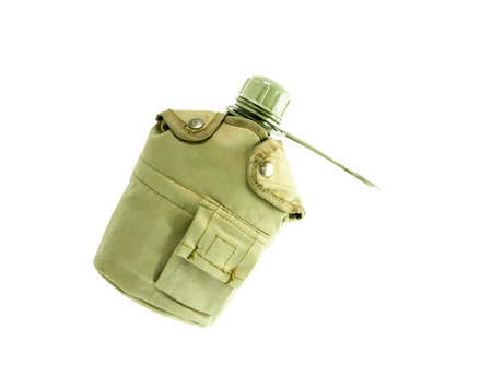 green soldier bottle on isolated backgroundの写真素材