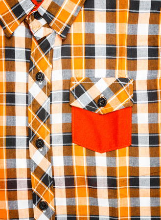 checked pattern style orange shirtの写真素材
