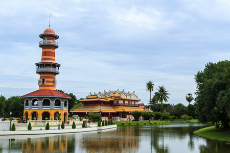 Ayutthaya,Thailand- August 8, 2013: the  students come to sightseeing around The Royal Palace. The historical palace from 17th century at Bang Pa-In, Ayutthaya , Thailand.のeditorial素材