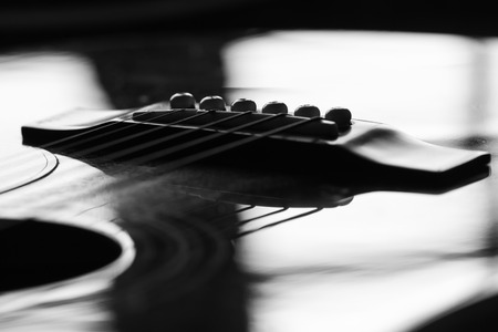black and white style of black guitarの写真素材