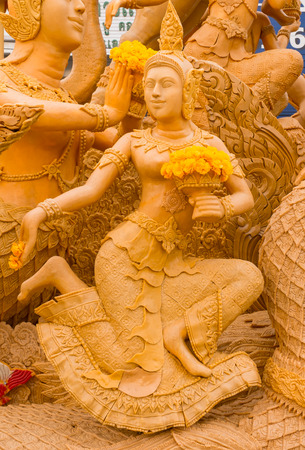 Nakhonratchasima Thailand-Jul 30,2015: Candle Festival parade at road Muang Korat on july 30,2015 in,Nakhonratchasima ,Thailand. The big festival in Thailandのeditorial素材