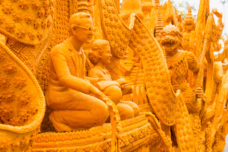 Nakhonratchasima Thailand-Jul 30,2015: Candle Festival parade at road Muang Korat on july 30,2015 in,Nakhonratchasima ,Thailand. The big festival in Thailandのeditorial素材
