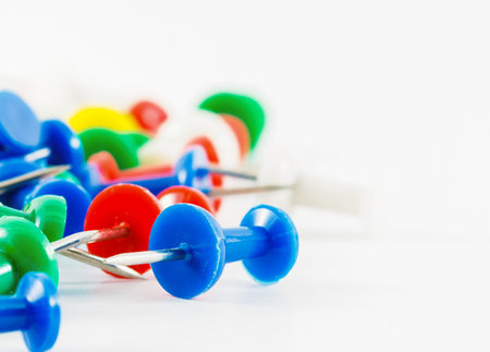 colorful pushpin on white background