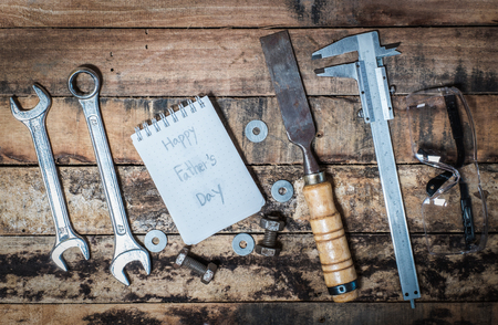 tool with word father day on notebookの写真素材