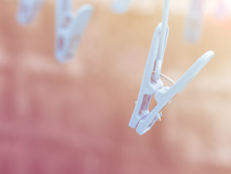 closeup clothespins with sunlight in the morning