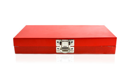 red toolbox isolated on white backgroundの写真素材