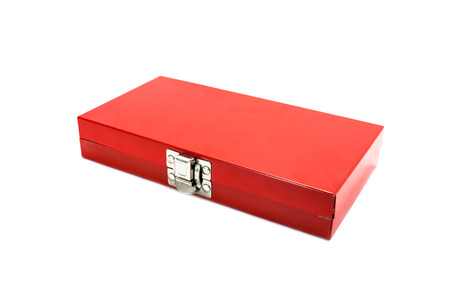 red toolbox isolated on white backgroundの写真素材
