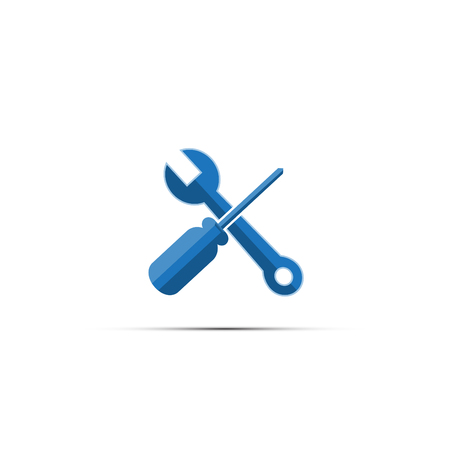 Wrench and screwdriver tool vector icon on isolated white background.のイラスト素材