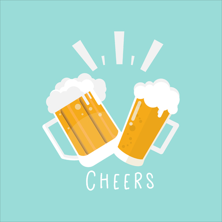 glass of beer and mug on background. vector illustration in a flat icon styleのイラスト素材