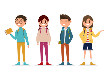 students in different character isolated on white background. education concept. vector illustration cartoon characterのイラスト素材