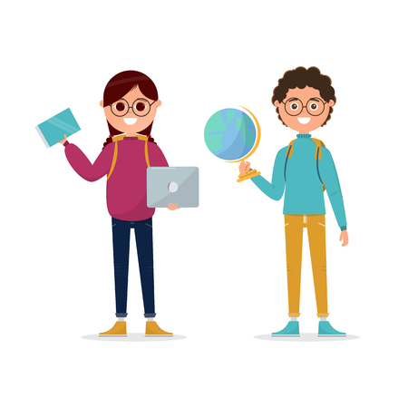 students in different character isolated on white background. back to school, education concept. vector illustration cartoon characterのイラスト素材
