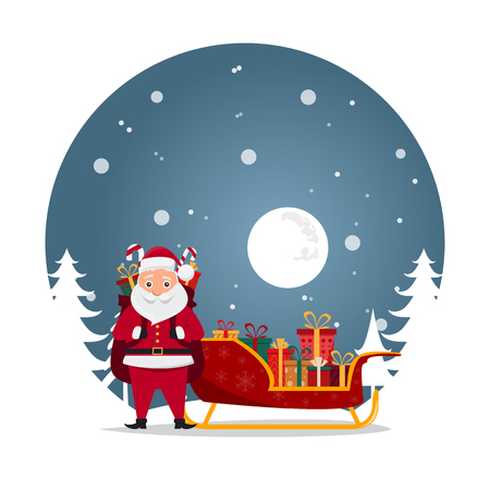 cute santa claus characters in different emotions. Funny cartoon for christmas day and new year. vector illustrationのイラスト素材
