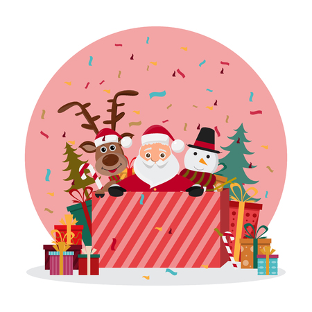 cute santa claus characters in different emotions. Funny cartoon for christmas day and new year. vector illustrationのイラスト素材