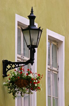 A street lamp in Tallinn, Estoniaの写真素材