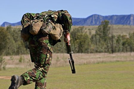 Marine with machine gunの写真素材