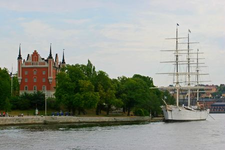 ship and castleの写真素材