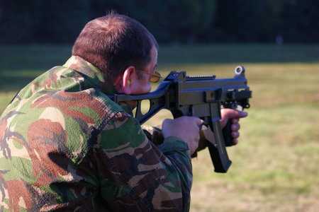 Firing a machine gun