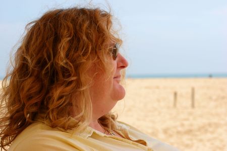 Lady on the beachの写真素材