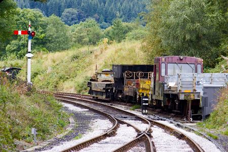 Wagons on the tracks of a preserved victorian railway の写真素材