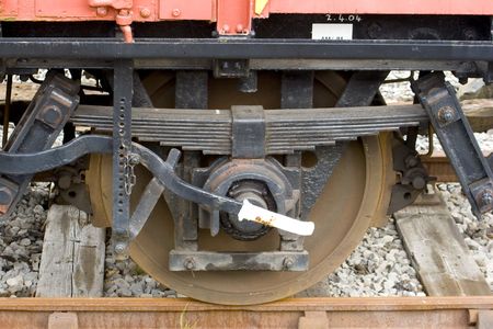 The wheel and spring assembly of an old railway の写真素材