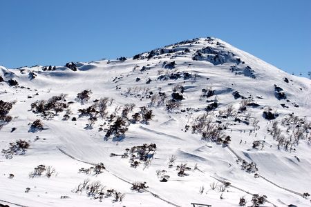 Blue Cow Mountain in the Snowy Mountains, Australiaの写真素材