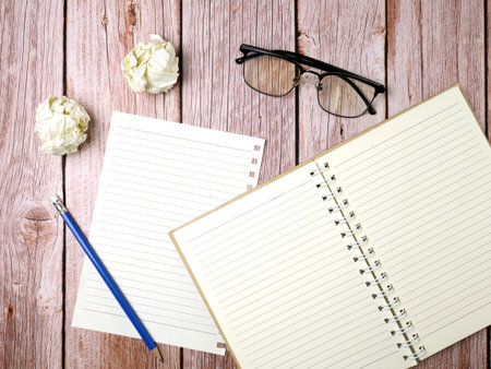 Notebook on marble texture background.