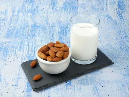A glass of milk on the table