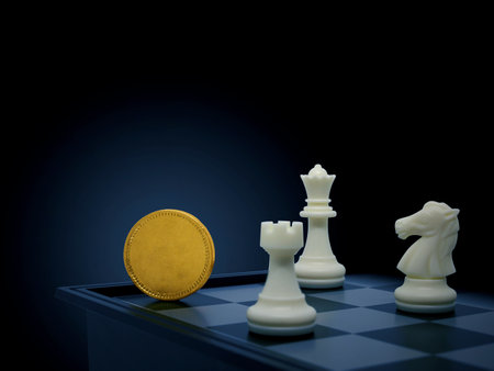 Golden coin with chess,Business conceptの写真素材