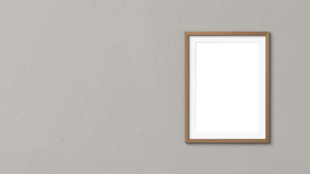 Blank frames wooden mockup on wallの写真素材
