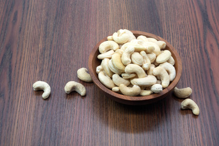 Roasted cashew nut isolated on white backgroundの写真素材