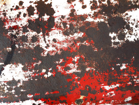 Rusted white painted metal wall. Rusty metal texture background.
