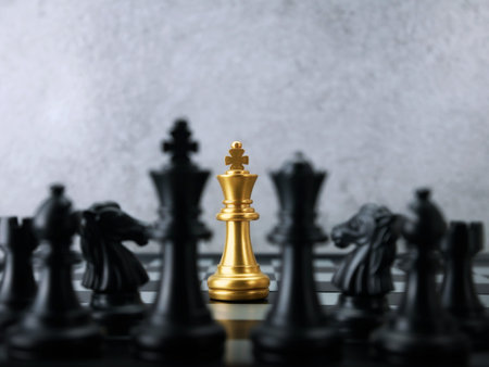 Golden king chess encounter black chess team. Leadership Concepts.