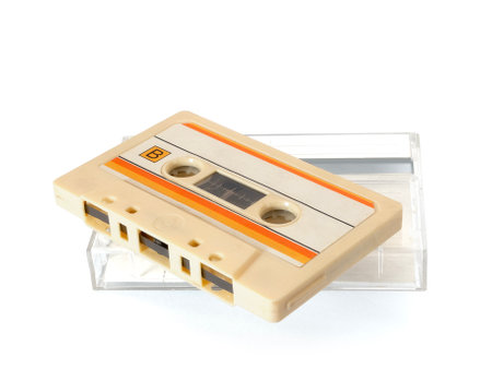 Cassette tape isolated on white backgroundの写真素材