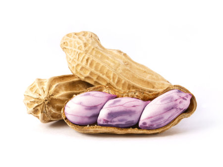 Boiled peanuts isolated on white background. Pile of peanuts