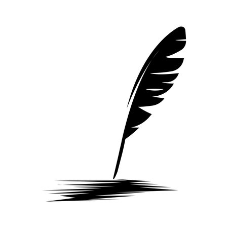 Feather quill pen icon, classic stationery illustration.のイラスト素材