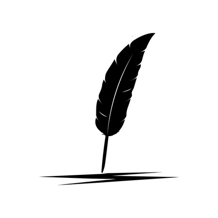 Feather quill pen icon, classic stationery illustration.のイラスト素材