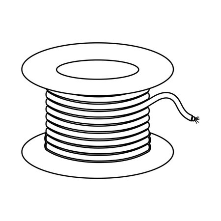 Optical fiber flat line vector icons. Network connection, computer wire, cable bobbin, data transfer. Thin signs for electronics store, internet services.のイラスト素材