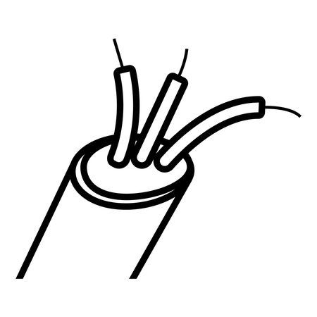 Optical fiber flat line vector icons. Network connection, computer wire, cable bobbin, data transfer. Thin signs for electronics store, internet services.のイラスト素材