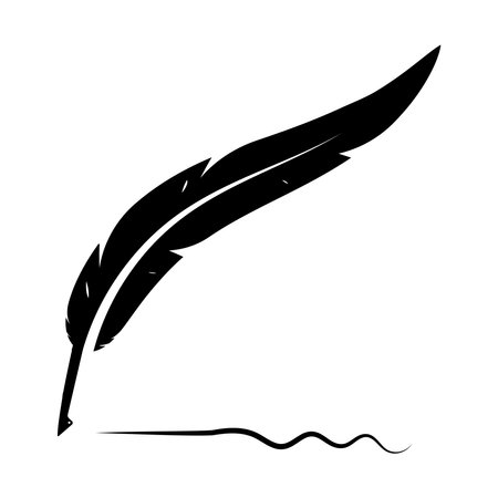 feather pen logo illustration designのイラスト素材