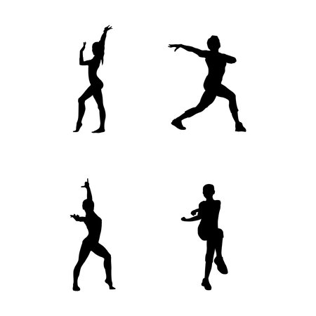 gymnastics woman icon sports logo vector templateのイラスト素材